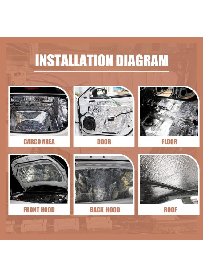 SRLIWHITE 15PCS Car Sound Deadening & Heat Insulation Mat, Aluminum Foil Automotive Noise & Vibration Dampener for Doors, Trunk, Hood & Roof, Self-Adhesive, Silver(25*18*0.5 cm) - Image 5